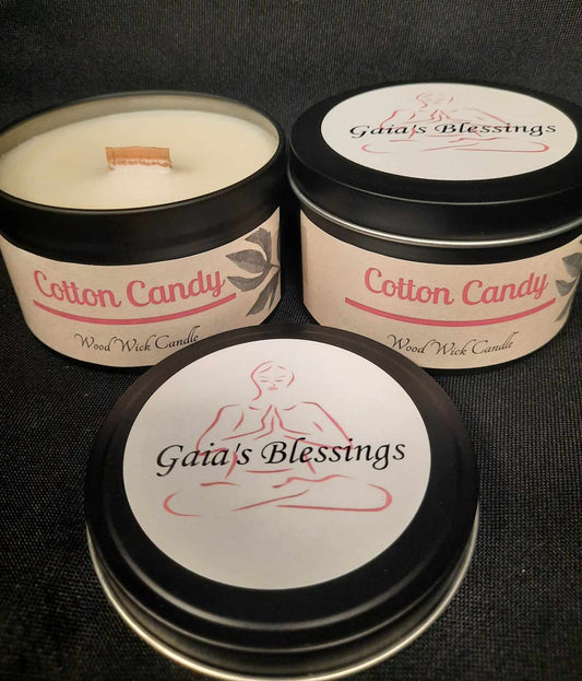 Candle Tin - Cotton Candy Scented Wood Wick Candle