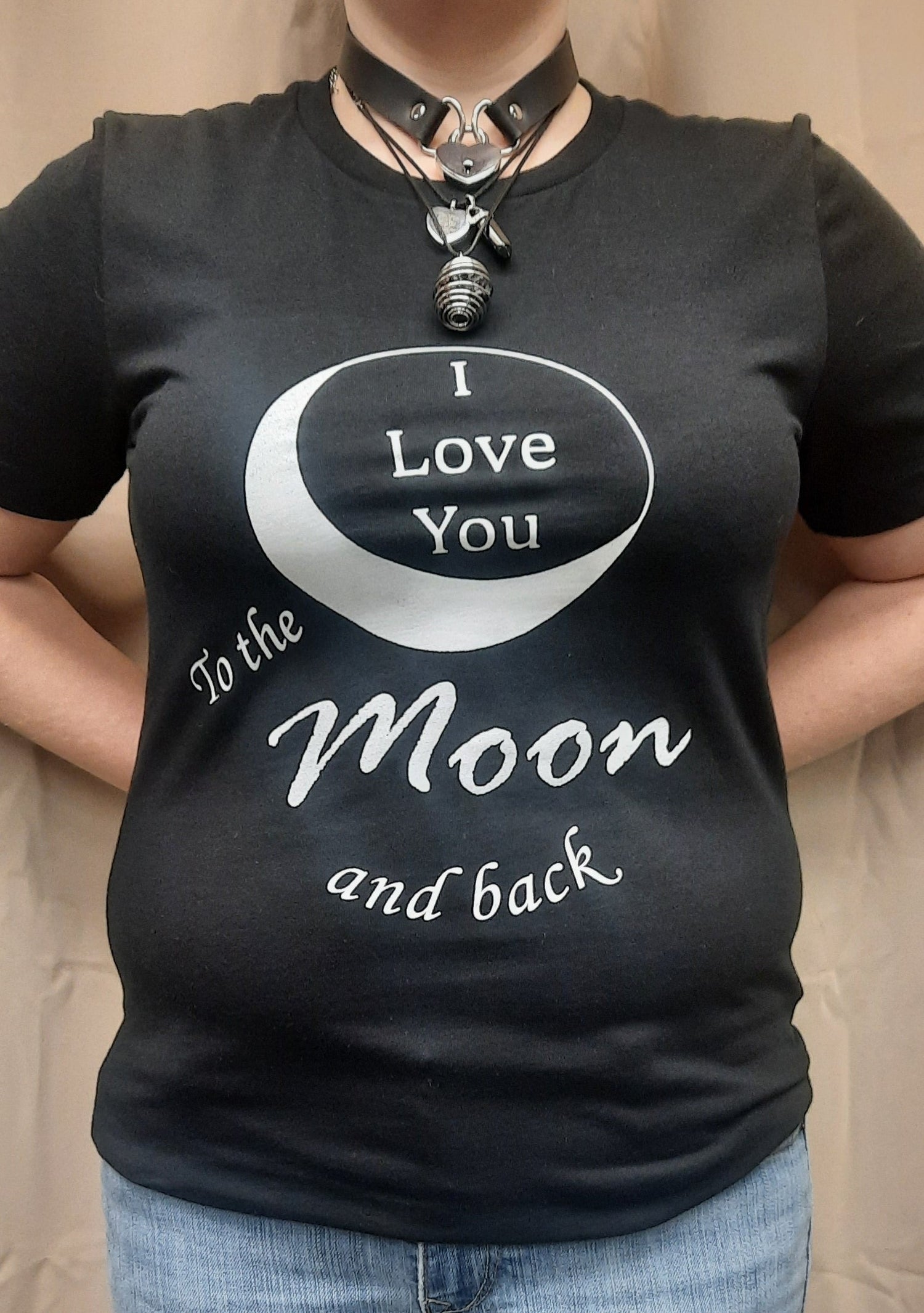 Bella Canvas short sleeve T-Shirt, size small.  "I love you to the moon and back" design.