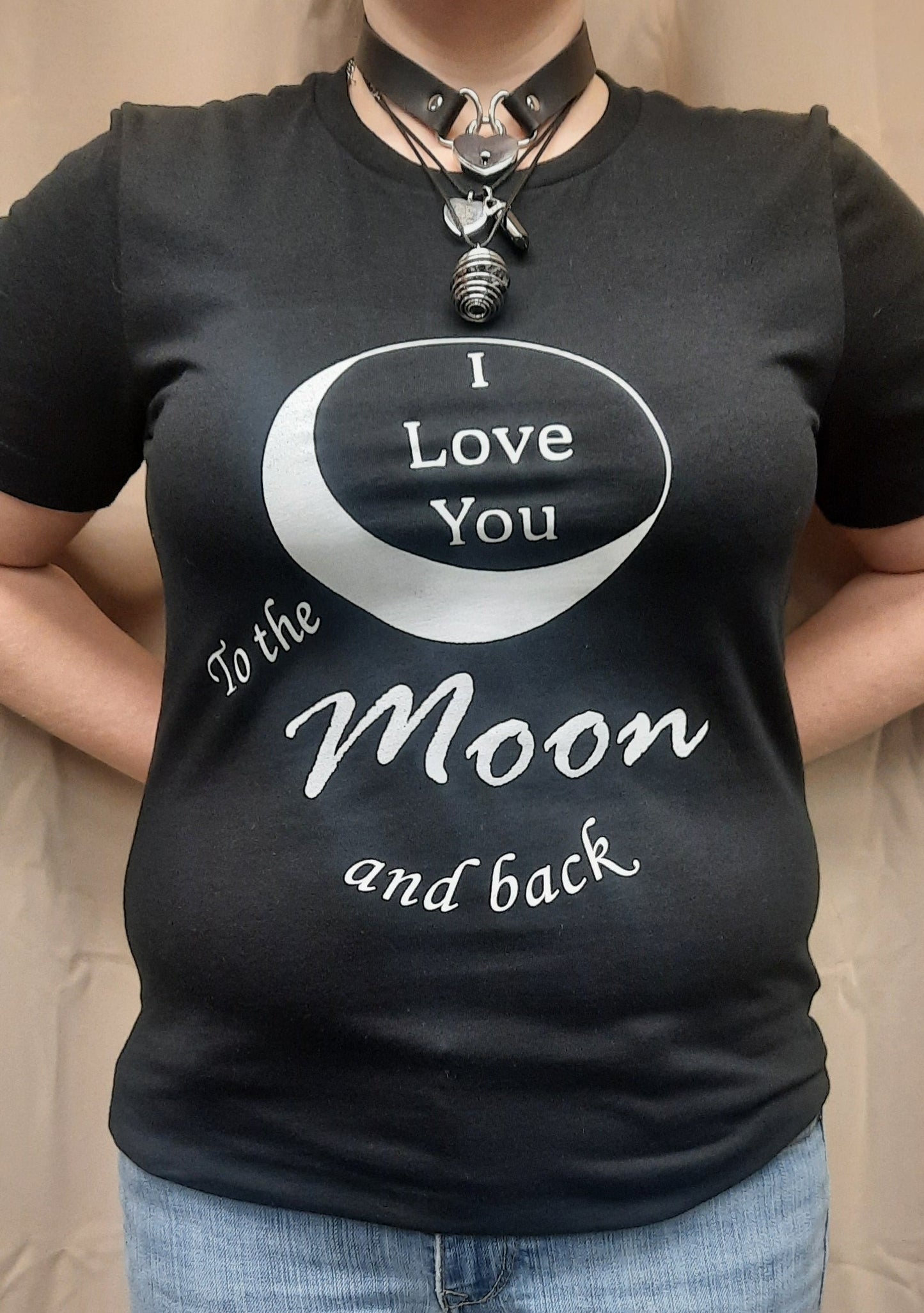 Bella Canvas short sleeve T-Shirt, size medium.  "I love you to the moon and back" design.