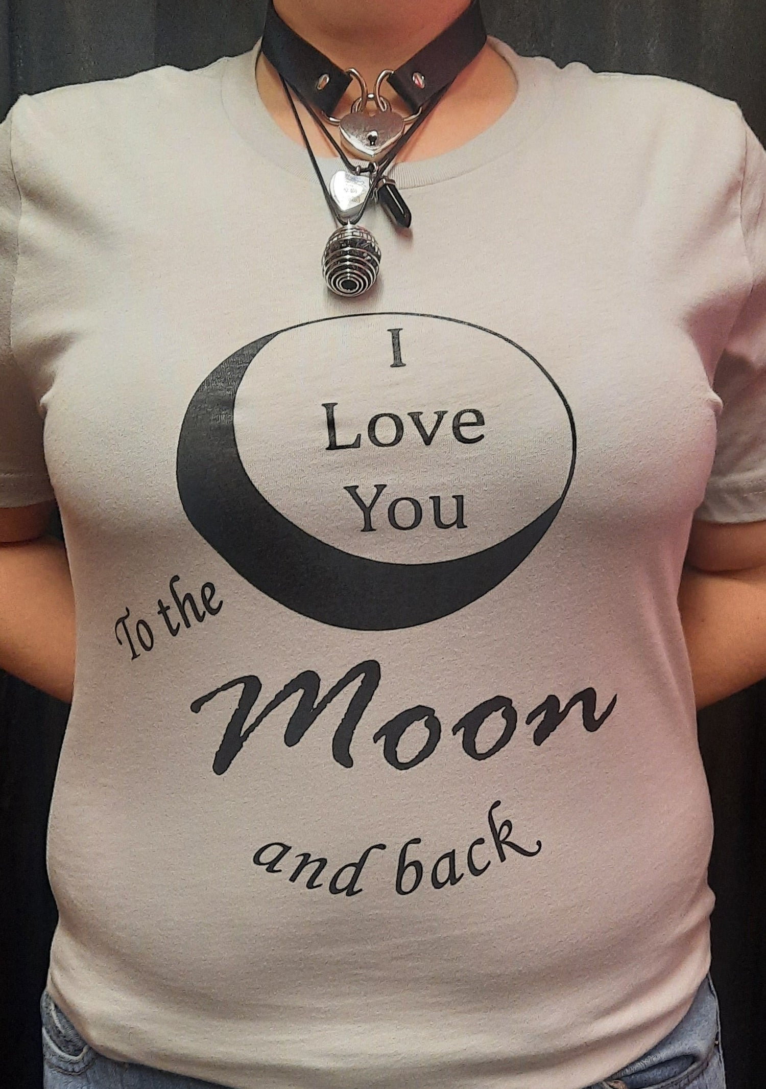 Bella Canvas short sleeve T-Shirt, size large.  "I love you to the moon and back" design.