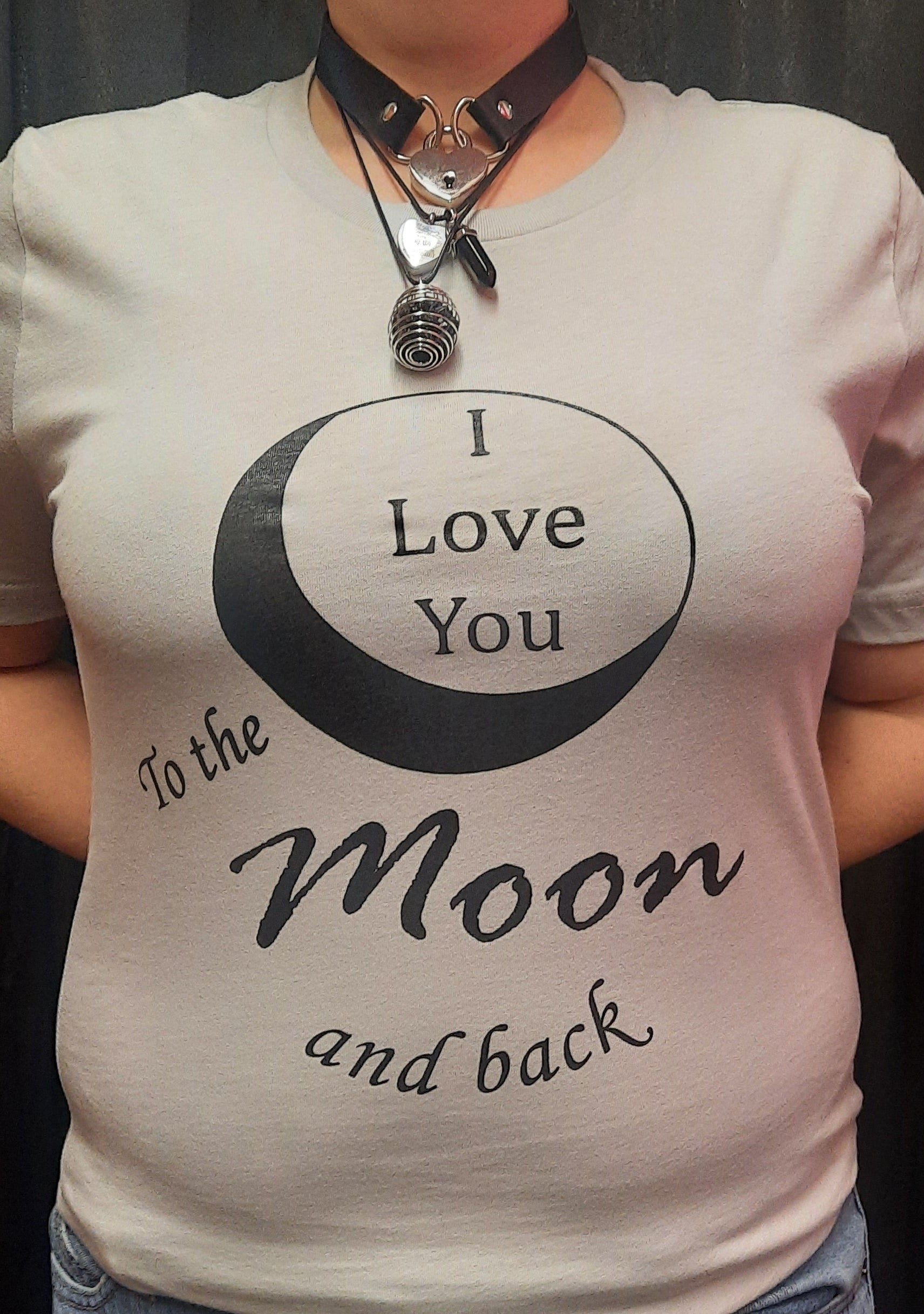 Bella Canvas short sleeve T-Shirt, size small.  "I love you to the moon and back" design.