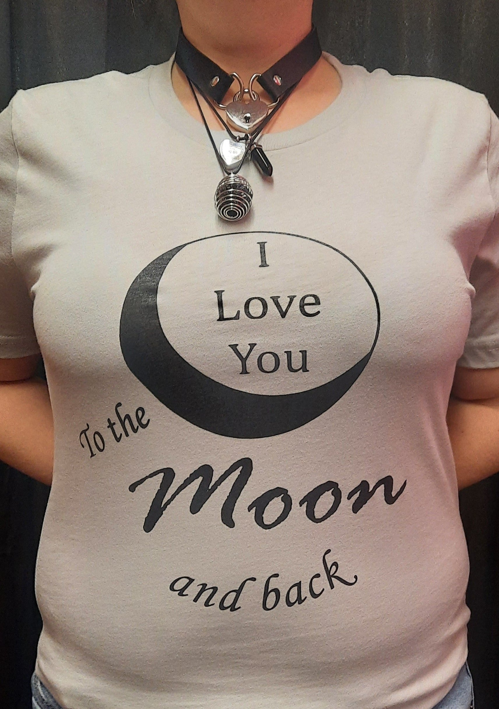 Bella Canvas short sleeve T-Shirt, size medium.  "I love you to the moon and back" design.